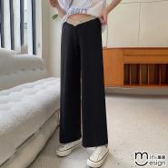 【Mini嚴選】孕婦時尚V型託腹闊腳褲 兩色