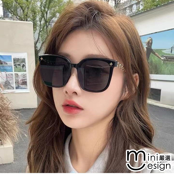 【Mini嚴選】金屬感練條鏡架墨鏡 太陽眼鏡 贈眼鏡硬盒
