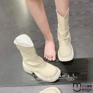【Mini嚴選】厚底顯瘦中筒靴 兩色