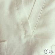 性感V領舒適斜邊短袖上衣 白色-Mini嚴選