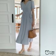 優雅藍細帶洋裝-Mini嚴選