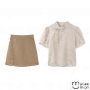 【 Mini嚴選】復古旗袍風包臀裙套裝