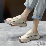 【Mini嚴選】厚底配色半拖鞋 兩色